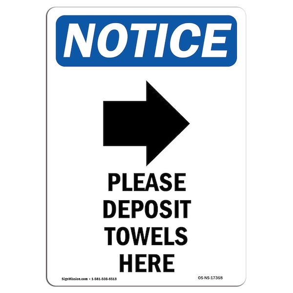 Sign, 5" H, Please Deposit Towels Sign With Symbol, Portrait, NS-D-35-V-17368-10PK